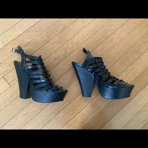 Missimo black strappy wedge heels